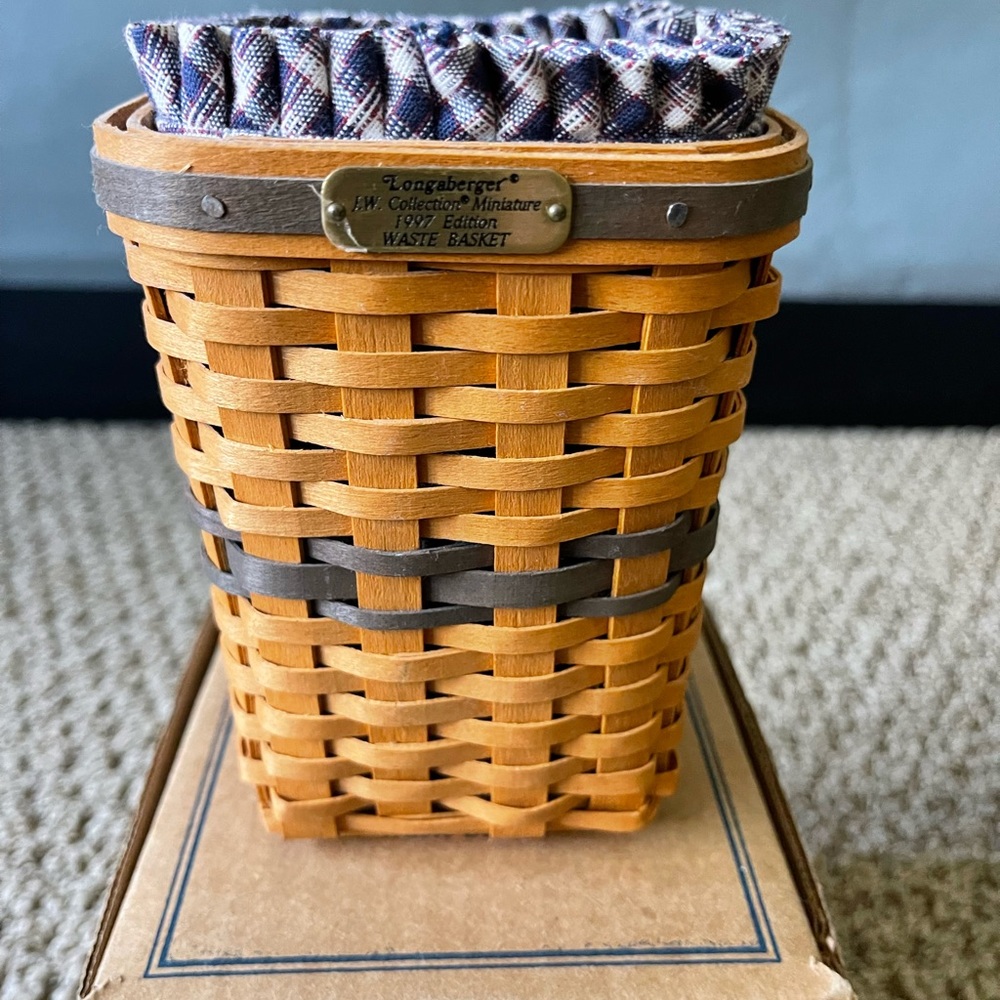 Longaberger JW Collection Miniature 1997 edition waste basket.
